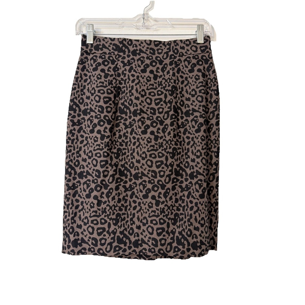 Ann Taylor Size 0P Brown Cheetah Pencil Skirt Knee Length Work Business New $78